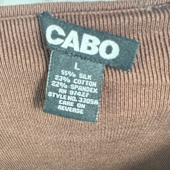 CABO chocolate brown ribbed cardigan with faux fur lining size L - Picture 2 of 9